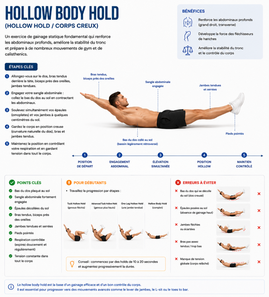 Hollow Body Hold 2 HOLLOW BODY HOLD: GUIDE COMPLET ILLUSTRÉ