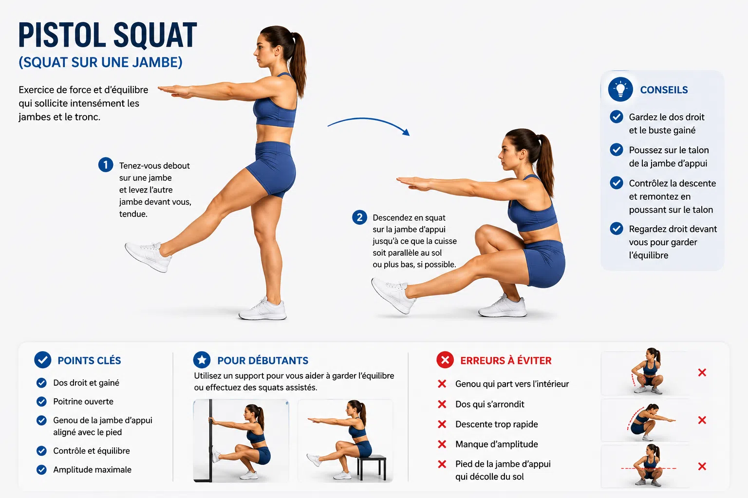Pistol Squat (squat sur une jambe) 2 Pistol Squat,squat sur une jambe