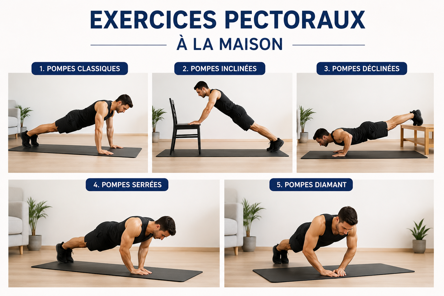 Exercices pectoraux à la maison 1 Exercices pectoraux à la maison guide pratique